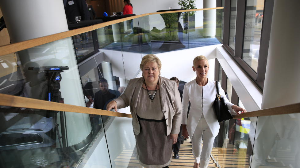  FÅR STØTTE FRA ERNA:  Gunhild Stordalen og statsminister Erna Solberg var enige om det meste  på  EAT-konferansen i Stockholm Foto: Nina Hansen / Dagbladet